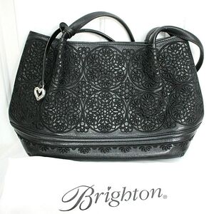 Brighton Black Embossed Floral Tote
